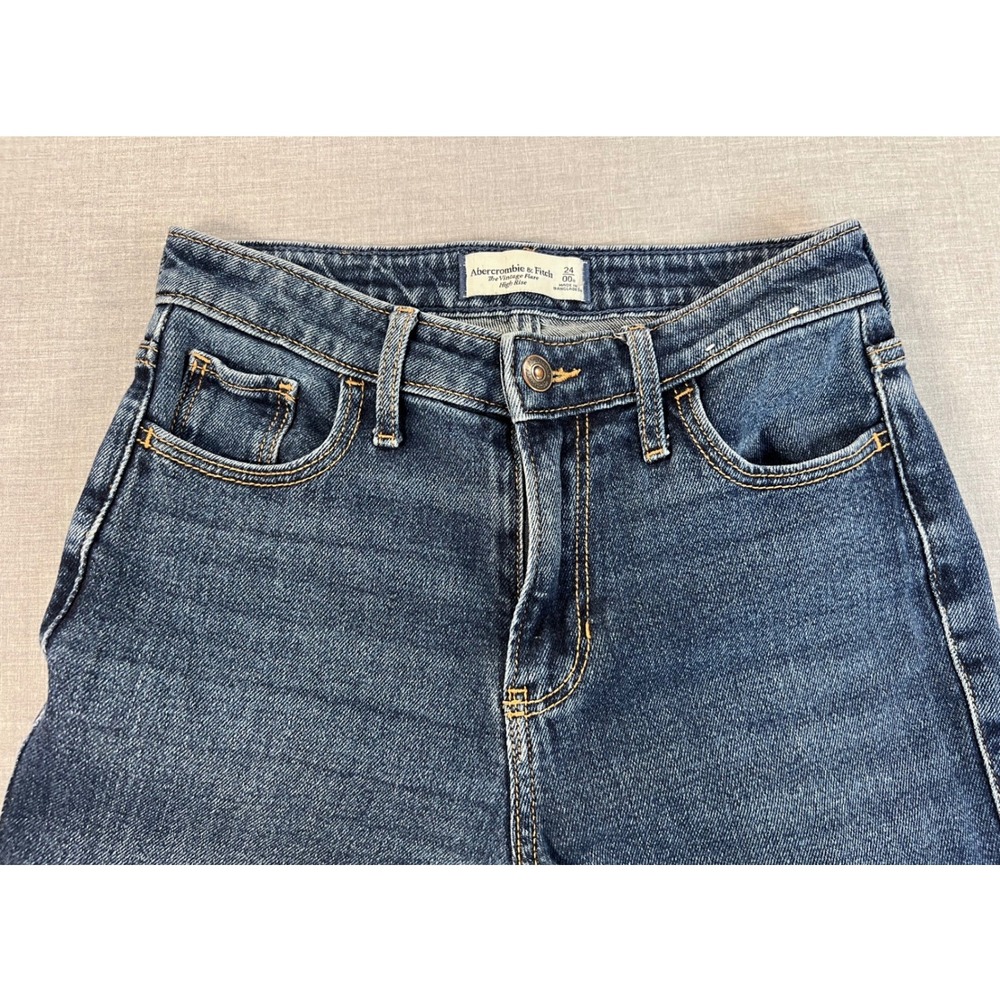 Abercrombie & Fitch The Vintage Flare High Rise Jeans Blue Women 24 00R Medium - Picture 8 of 11